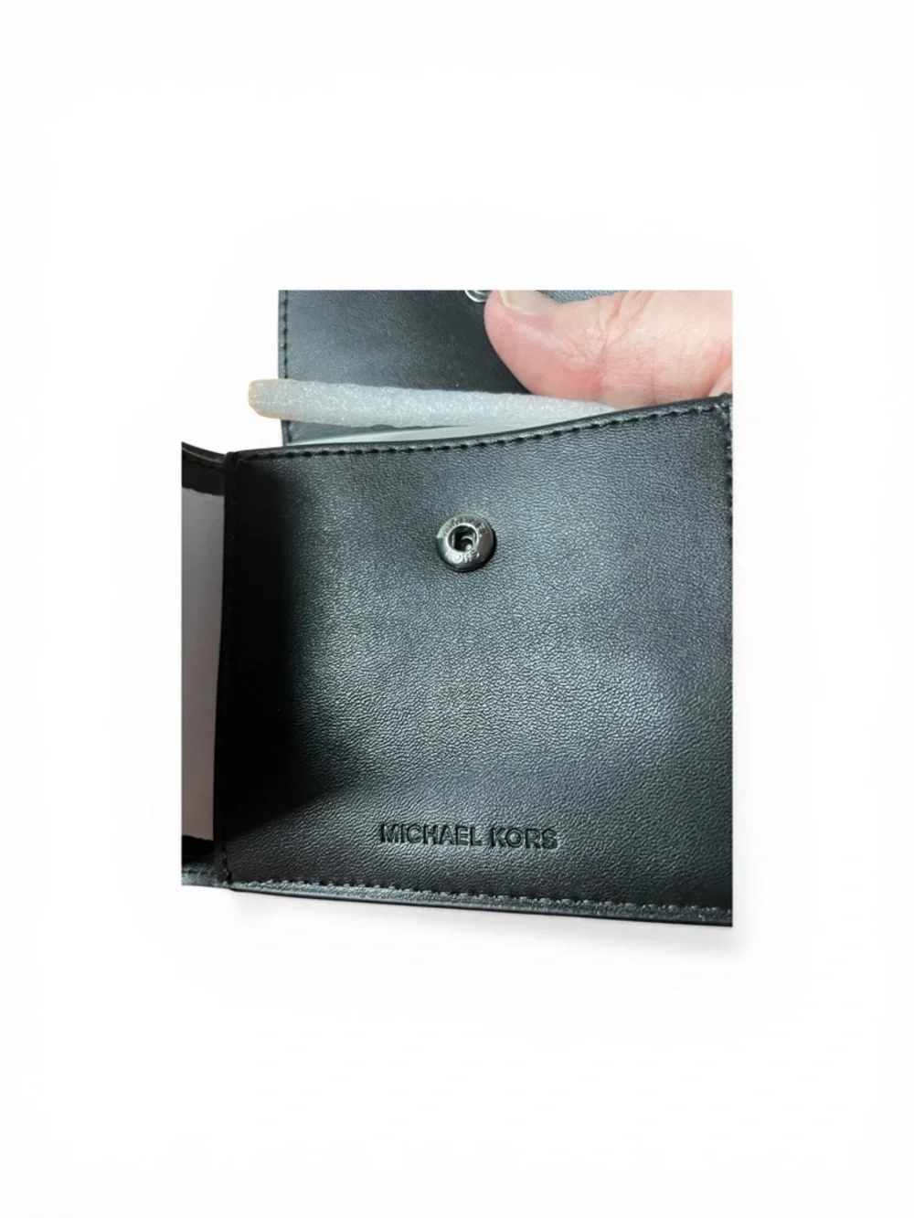 Michael Kors White Logo Bifold Wallet with Silver Logo